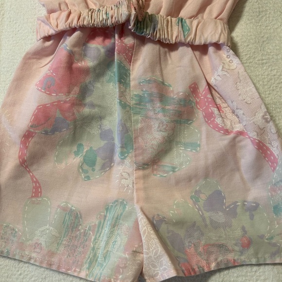 Vintage Randi of California Pink Pastel Floral Sleeveless Romper Belt Size 8 - Picture 2 of 8